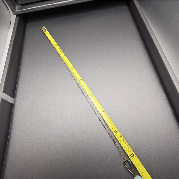 VTG Sterling Silver Larimar Pendant Necklace 18" Teardrop Signed F 6.79g - Picture 9 of 15